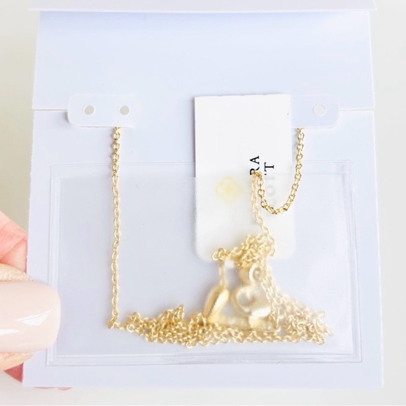 Kendra Scott Blair Gold Short Pendant Necklace in White CZ NWT - Picture 6 of 8